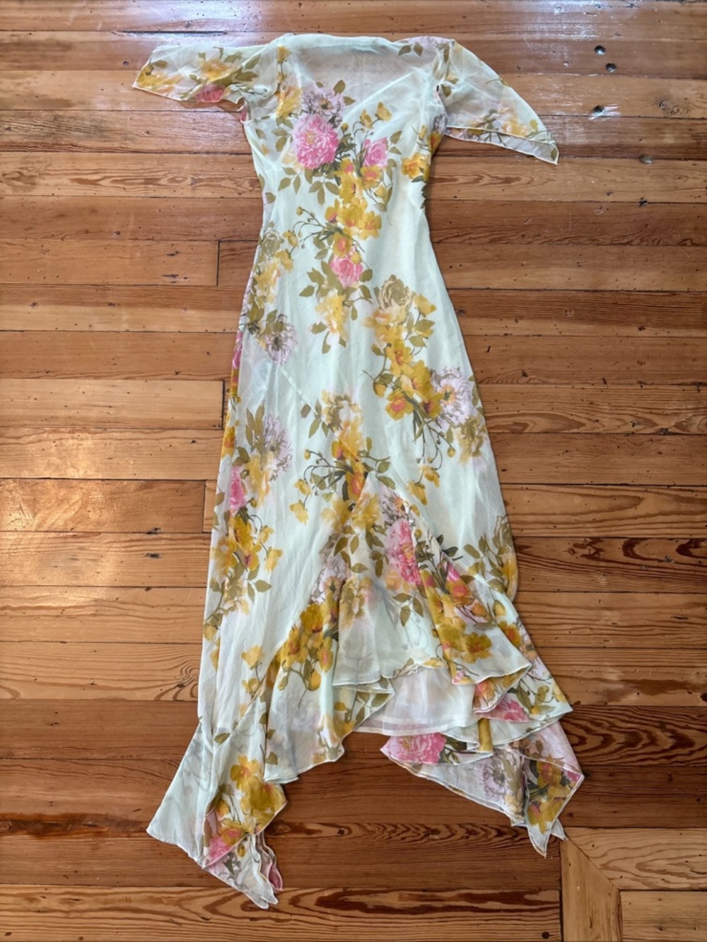 Abercrombie & Fitch Floral Flutter Midi Dress SP Small Petite - Picture 3 of 4